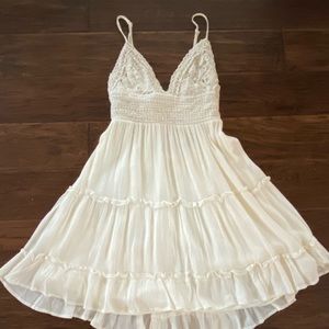 Ivory Sleeveless Ruffle  Mini Dress